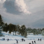 14 Stormy Day at Occom Pond, oil on masonite, 9" x 12"