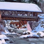Covered Bridge in Winter, oil on canvas, 12" x 16"