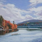Dartmouth Women's Crew on Connecticut River, oil, 18" x 24"