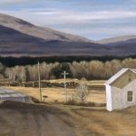North Hyde Park, VT Panorama, charcoal, egg tempera and oil, 16" x 48"
