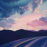 Sunset and Road, pastel, 24" x 37"