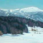 Mt. Mansfield in Winter, oil on canvas, 24" x 55"