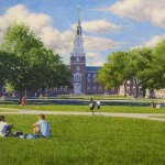 Summer on the Dartmouth Green, oil on stretched canvas, 22" x 34" (2016)