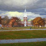 A Stormy Fall Day on the Dartmouth Green, oil on stretched canvas, 22" x 34" (2016)
