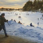 Occom Pond Skating Scene - Going Home, 25" x 33"