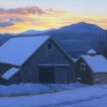 14 Barns at Sunset (Winter), 14" x 18", Not for Sale