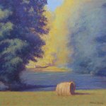 Hay Rolls in a Narrow Field, 12 3/4" x 13 1/4"