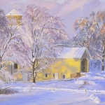 Round Barn in Winter, pastel, 11 x 14"