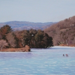 12 Skaters on the Connecticut River, 14" x 26", Not for sale