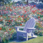 09 By the Poppies, photo offset print, edition of 500, signed by the artist, authorized and numbered by The Robin Nuse Collection, 17 1/2" x 22 1/2", Price: $125 or $150 backed (unsigned $45). It is printed on archival paper with fade resistant inks using a four color offset process. From an original pastel of a field of wildflowers planted by the artist at her summer place in northern Vermont.