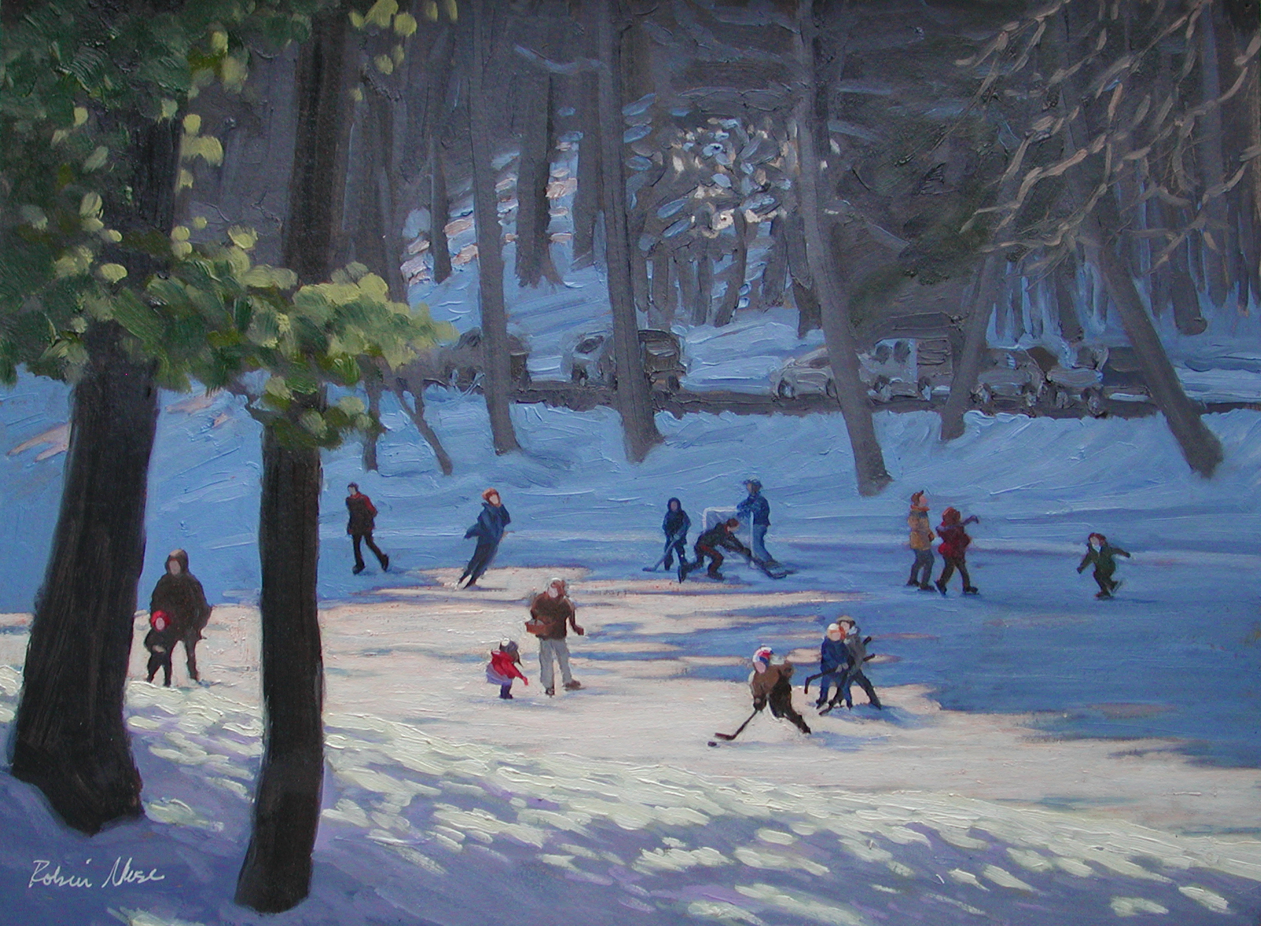 Skaters on Occom Pond | GICLÉE PRINT | Artist Signed
